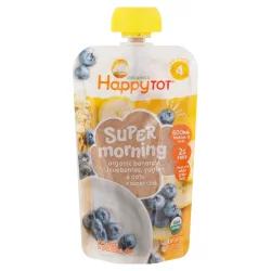 Happy Tot Super Morning Organic Bananas Blueberries Yogurt & Oats with Super Chia Baby Food Pouch - 4oz