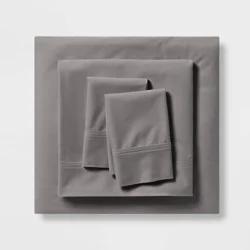 Queen 400 Thread Count Solid Performance Sheet Set Gray - Threshold