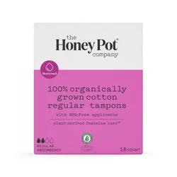 The Honey Pot Company, Organic Cotton Regular, BPA-Free Applicator Tampons - 18ct