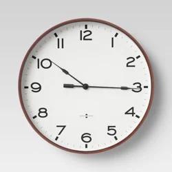 16" Thin Frame Wall Clock Red/Brown - Threshold