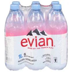 Evian Natural Spring Water, 1 L bottles, 6 pack