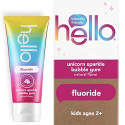 hello Kids' Unicorn Sparkle SLS Free + Vegan Fluoride Toothpaste - Natural Bubble Gum Flavor - 4.2oz