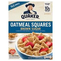 Quaker Oatmeal Squares Crunchy Oat Cereal Brown Sugar 14.5 Oz
