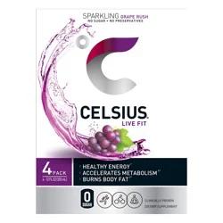 CELSIUS Sparkling Grape Rush, Functional Essential Energy Drink 12 Fl Oz (Pack of 4)