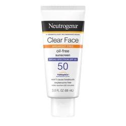 Neutrogena Clear Face Sunscreen Lotion, SPF 50, 3oz