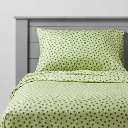 Twin Dotted Microfiber Sheet Set Green - Pillowfort