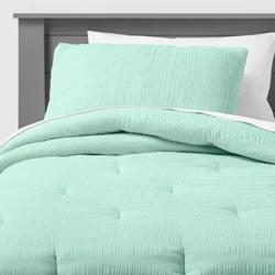 Twin Seersucker Comforter Set Mint - Pillowfort