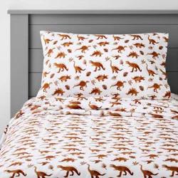 Twin Dinosaur Cotton Sheet Set Watercolor Brown - Pillowfort