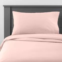 Twin Solid Cotton Sheet Set Pink - Pillowfort