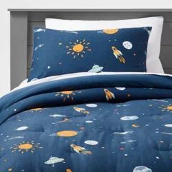 Twin Space Cotton Comforter Set Navy - Pillowfort