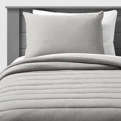 Twin Channel Jersey Comforter Set Gray - Pillowfort