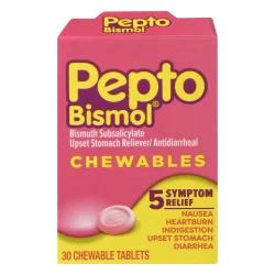 Pepto-Bismol Upset Stomach Reliever/Antidiarrheal, Chewable Tablets