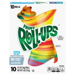 Fruit Roll-Ups Tropical Tie-Dye Fruit Flavored Snacks 10-0.5 oz Packs