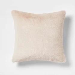 Faux Rabbit Fur Square Throw Pillow Neutral - Threshold™