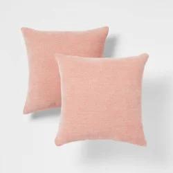 2pk Chenille Square Throw Pillows Pink - Threshold™
