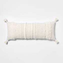 Oversized Oblong Woven Knotted Fringe Decorative Throw Pillow Natural - Threshold™