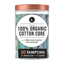 L . Organic Cotton Full Size Multipack Tampons - Regular/Super - 30ct