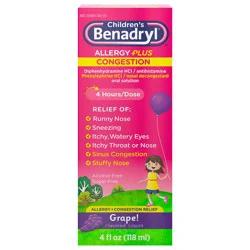Benadryl Children's Benadryl Allergy Plus Congestion Liquid, 4 Fl. Oz