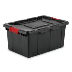 Sterilite Industrial Utility Storage Tote - Black With Red Latch