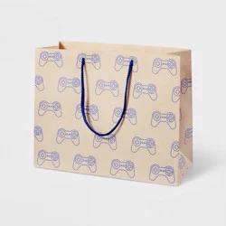 Game Controllers on Kraft Medium Birthday Gift Bag Brown/Blue - Spritz