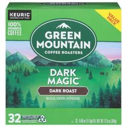 Green Mountain Coffee Roasters Dark Roast Single Serve Cups Dark Magic Coffee Value Pack 32 - 0.40 oz Pods