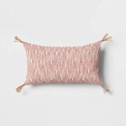Woven Jacquard Lumbar Throw Pillow with Tassels Rust - Threshold™