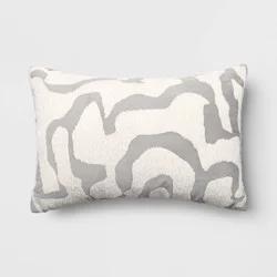 Oversize Geometric Patterned Chenille and Velvet Lumbar Throw Pillow Blue/Gray - Threshold™