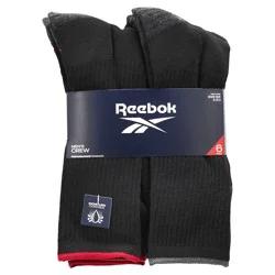 Reebok Men's Crew Socks, Black, Size 10-13