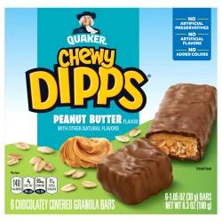 Quaker Chewy Dipps Chocolatey Covered Granola Bars Peanut Butter 1.05 Oz 6 Count