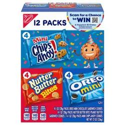 Chips Ahoy!/Nutter Butter/Oreo Nabisco Cookie Variety Pack OREO Mini, Nutter Butter Bites, CHIPS AHOY! Mini, 12 Snack Packs