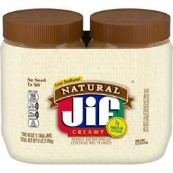 Jif Natural Creamy Low Sodium Peanut Butter Spread 2 ea