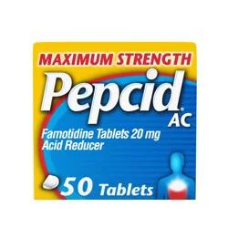 Pepcid AC Maximum Strength Heartburn Relief Tablets, Prevents & Relieves Heartburn Due to Acid Indigestion & Sour Stomach of Famotidine to Reduce & Control Acid, Fast-Acting