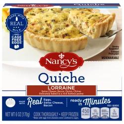 Nancy's Lorraine Quiche with Eggs, Swiss Cheese, Bacon, Onion & Chives Frozen Meal