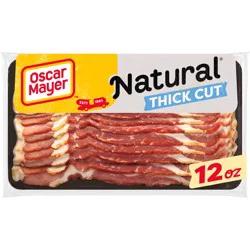 Oscar Mayer Natural Thick Cut Smoked Uncured Bacon, 12 oz Pack, 8-10 slices