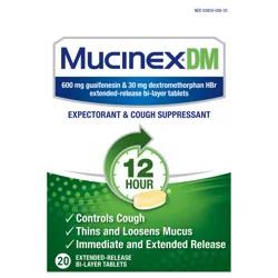 Mucinex DM 12 Hour Cough Medicine - Tablets - 20 ct