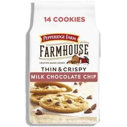 Pepperidge Farm Farmhouse Thin and Crispy Milk Chocolate Chip Cookies, 6.9 OZ Bag (14 Cookies)
