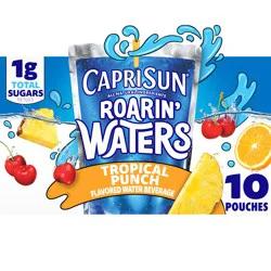 Capri Sun Roarin' Waters Tropical Punch Flavored with other natural flavor Water Beverage, 10 ct Box, 6 fl oz Drink Pouches