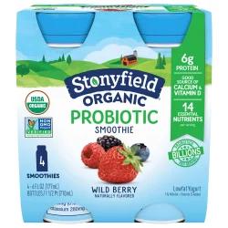Stonyfield Organic Probiotic Wild Berry Lowfat Yogurt Smoothies