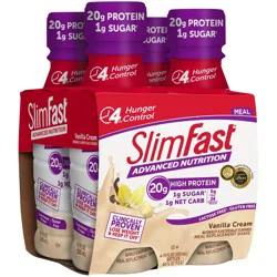 SlimFast Advanced Nutrition Vanilla Cream Meal Replacement Shake Pantry Friendly 11 fl. oz. Bottle 4 Ct