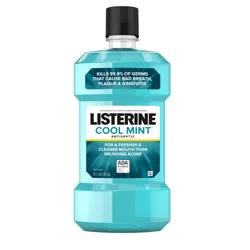 Listerine Cool Mint Antiseptic Mouthwash, Daily Oral Rinse Kills 99% of Germs that Cause Bad Breath, Plaque and Gingivitis for a Fresher, Cleaner Mouth, Cool Mint Flavor, 1.0 L