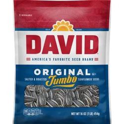 DAVID Jumbo Original Salted & Roasted Sunflower Seeds 16 oz