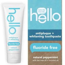 hello Antiplaque + Whitening Fluoride Free Toothpaste, Tea Tree + Coconut Oil, 4.7 Oz