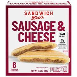 Sandwich Bros. Sausage & Cheese Flatbread Breakfast Sandwiches, Frozen Sandwiches, 6 Count