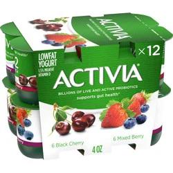Activia Probiotic Black Cherry & Mixed Berry Yogurt Variety Pack - 12ct/4oz Cups