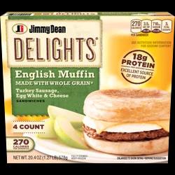 Jimmy Dean Delights Turkey Sausage, Egg Whites, & Cheese Frozen English Muffin - 4ct