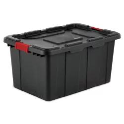 Sterilite Industrial Utility Storage Tote - Black With Red Latch