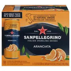 San Pellegrino Italian Sparkling Drink Aranciata, Sparkling Orange Beverage, 6 Pack of Cans