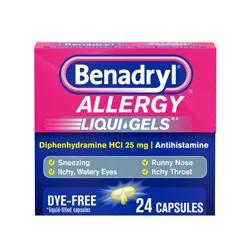 Benadryl Dye-Free Allergy Relief Gelcaps - Diphenhydramine - 24ct