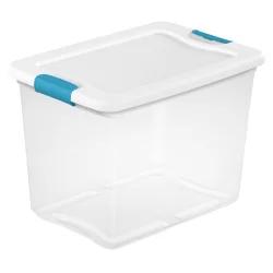 Sterilite Storage Bins with White Lid with Blue Handles