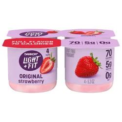 Light + Fit Dannon Light + Fit Strawberry Original Nonfat Yogurt Pack, 0 Fat and 70 Calories, Creamy and Delicious Strawberry Yogurt, 4 Ct, 5.3 OZ Cups